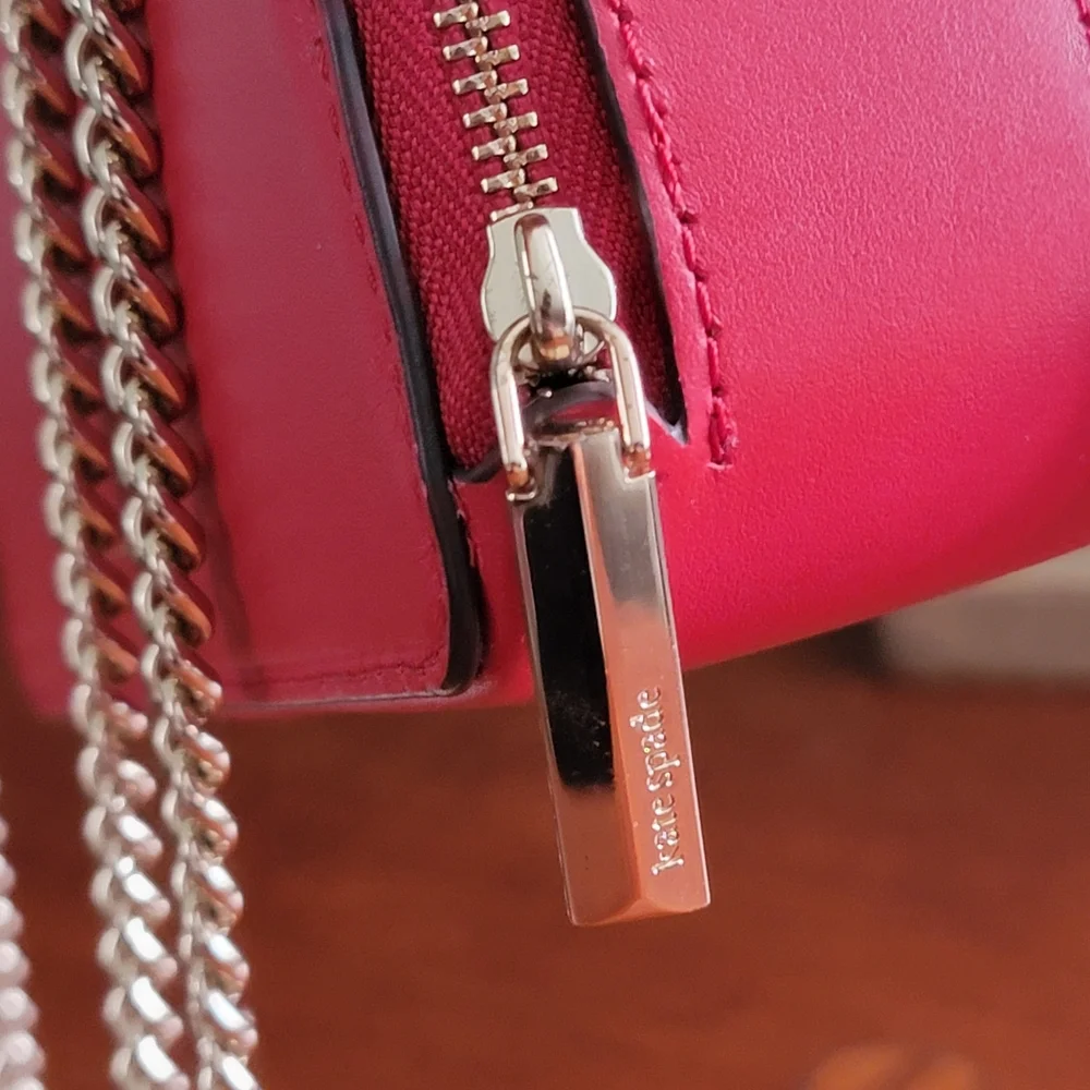 Kate Spade Izzy Red Italian Leather Chain Crossbody Bag